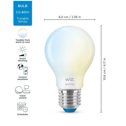 LED Aptumšojama spuldze A60 E27/7W/230V 2700-6500K CRI 90 Wi-Fi - WiZ