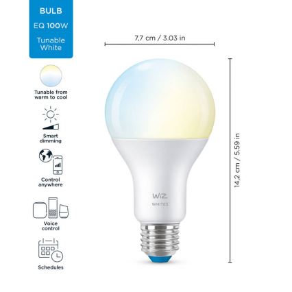 LED Aptumšojama spuldze A67 E27/13W/230V 2700-6500K CRI 90 Wi-Fi - WiZ