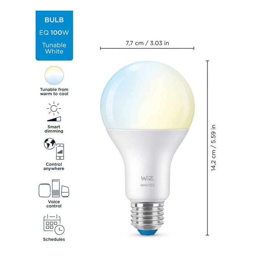 LED Aptumšojama spuldze A67 E27/13W/230V 2700-6500K CRI 90 Wi-Fi - WiZ