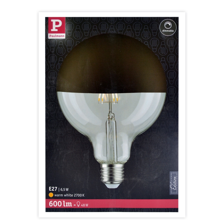 LED Aptumšojama spuldze ar spoguļveida sfērisku kupolu G125 E27/6,5W/230V 2700K - Paulmann 28679