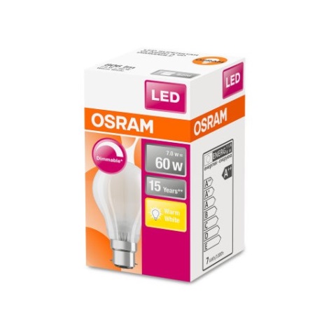 LED aptumšojama spuldze B22d/7,5W/230V 2700K - Osram