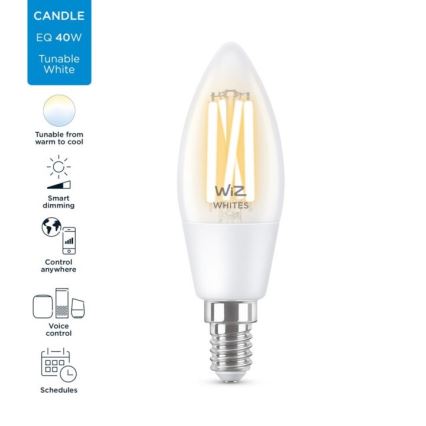 LED Aptumšojama spuldze FILAMENT C35 E14/4,9W/230V 2700-6500K CRI 90 Wi-Fi - WiZ