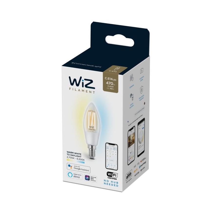 LED Aptumšojama spuldze FILAMENT C35 E14/4,9W/230V 2700-6500K CRI 90 Wi-Fi - WiZ