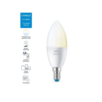 LED Aptumšojama spuldze C37 E14/4,9W/230V 2700-6500K CRI 90 Wi-Fi - WiZ