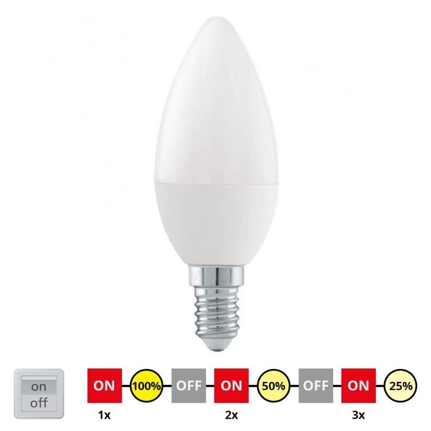 LED Aptumšojama spuldze C37 E14/6W/230V 3000K - STEPDIMMING - Eglo 54834
