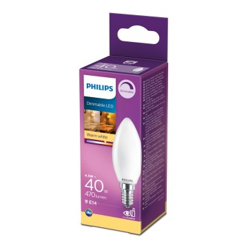 LED Aptumšojama spuldze CANDLE Philips B35 E14/4,5W/230V 2700K