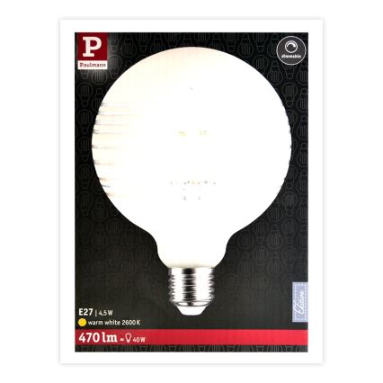 LED Aptumšojama spuldze CLASSIC G125 E27/4,5W/230V 2600K - Paulmann 28744