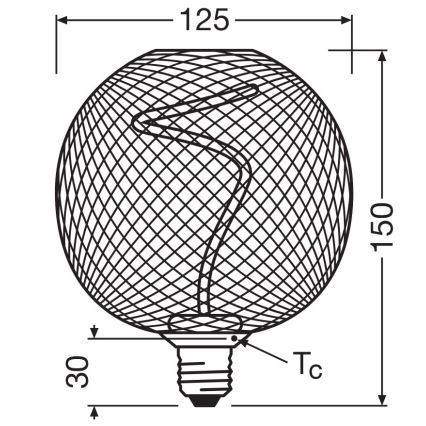 LED Aptumšojama spuldze DECOR FILAMENT G125 E27/3,5W/230V 1800K zelta - Osram