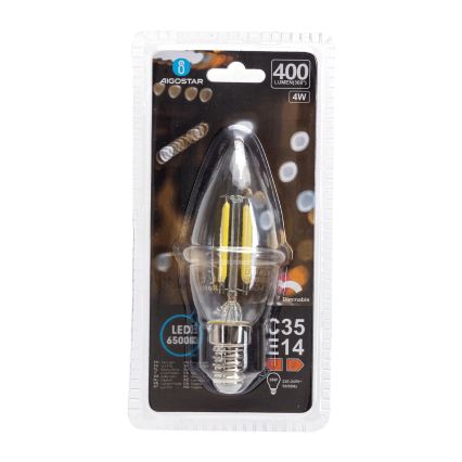LED Aptumšojama spuldze FILAMENT C35 E14/4W/230V 6500K - Aigostar
