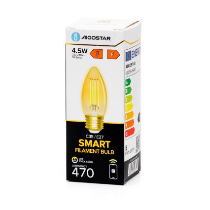 LED Aptumšojama spuldze FILAMENT C35 E27/4,5W/230V 2700-6500K Wi-Fi - Aigostar