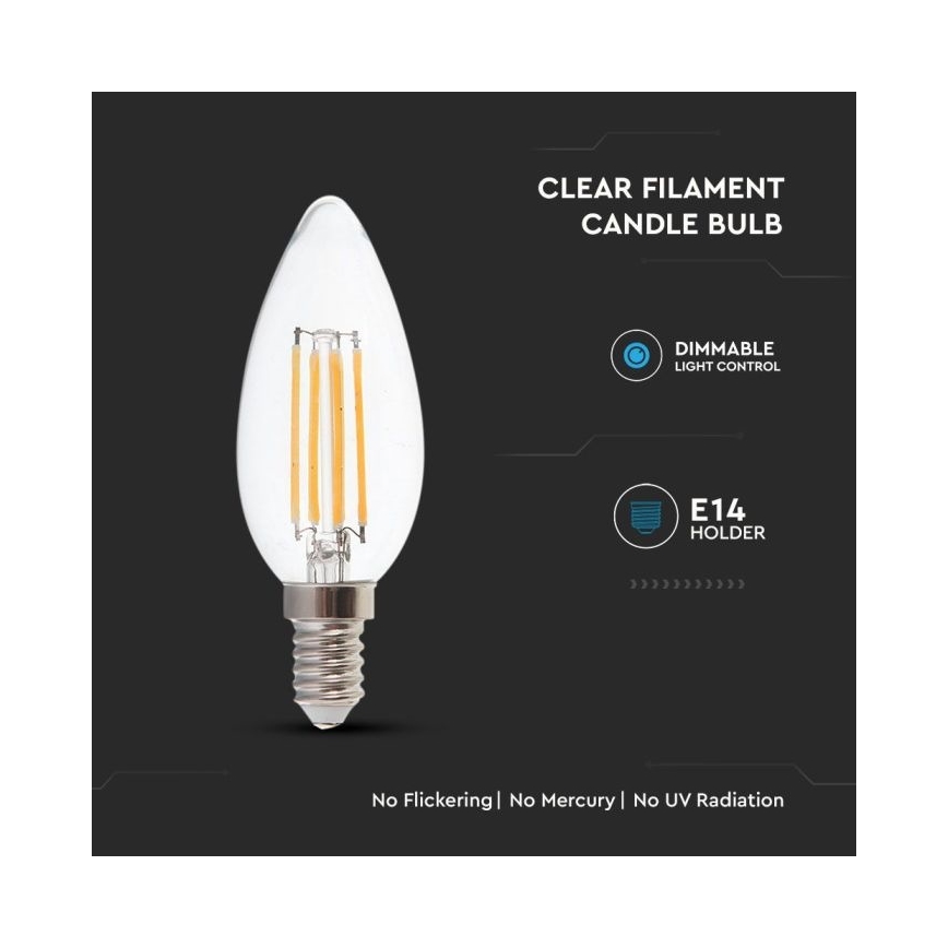 LED Aptumšojama spuldze FILAMENT E14/4W/230V 3000K