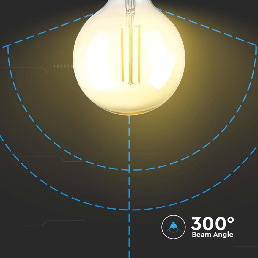 LED Aptumšojama spuldze FILAMENT G125 E27/8W/230V 2200K