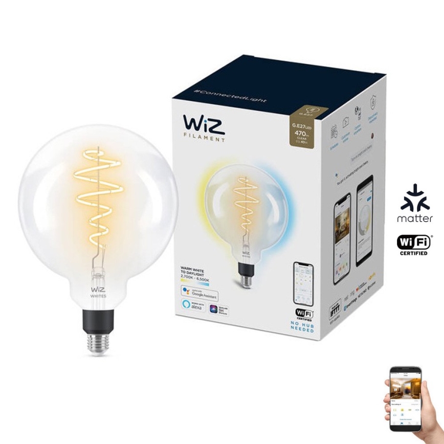 LED Aptumšojama spuldze FILAMENT G200 E27/6,5W/230V 2700-6500K CRI 90 Wi-Fi - WiZ