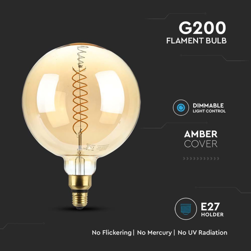 LED Aptumšojama spuldze FILAMENT G200 E27/8W/230V 1800K
