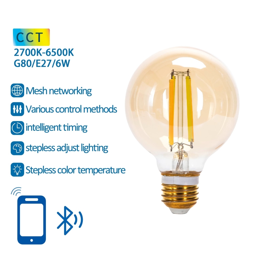 LED Aptumšojama spuldze FILAMENT MESH Viedā G80 E27/6W/230V 2700-6500K - Aigostar
