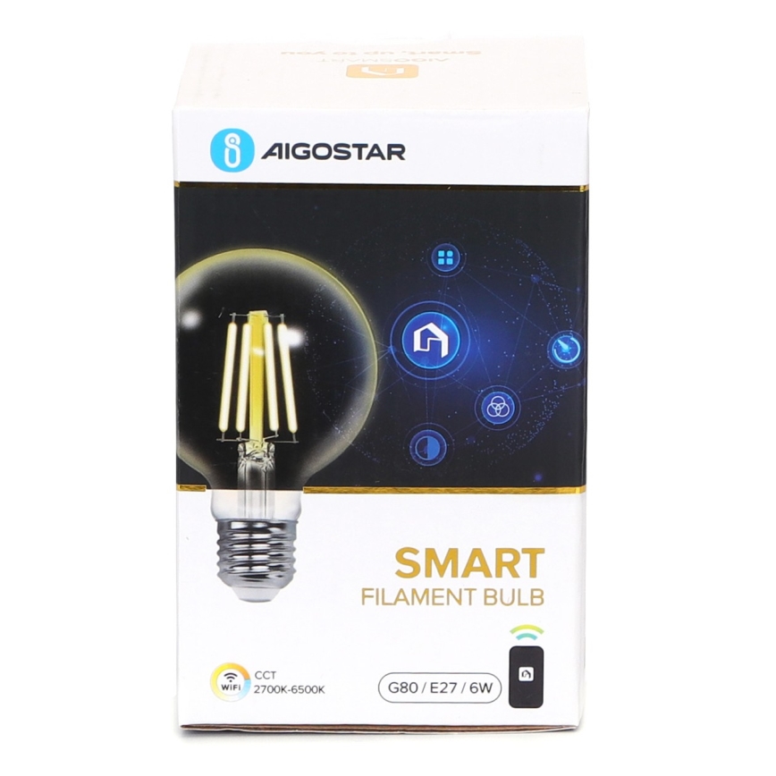 LED Aptumšojama spuldze FILAMENT G80 E27/6W/230V 2700-6500K Wi-Fi - Aigostar