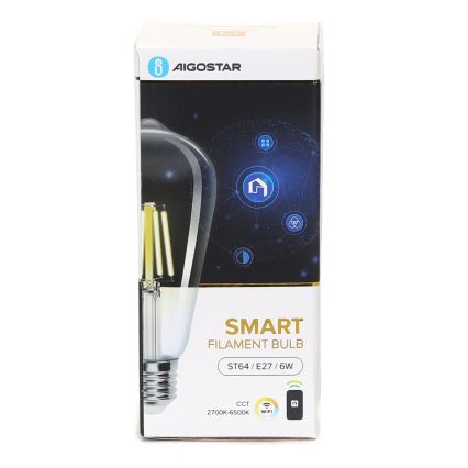 LED Aptumšojama spuldze FILAMENT ST64 E27/6W/230V 2700-6500K Wi-Fi - Aigostar