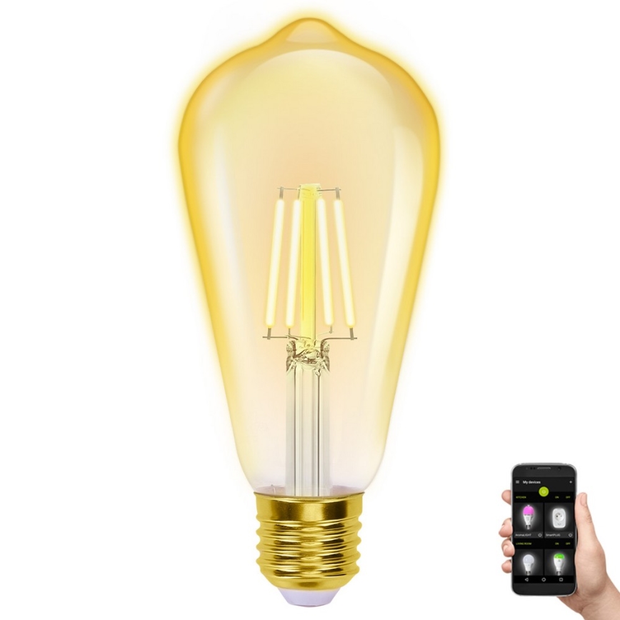 LED Aptumšojama spuldze FILAMENT ST64 E27/6W/230V 2700-6500K Wi-Fi - Aigostar