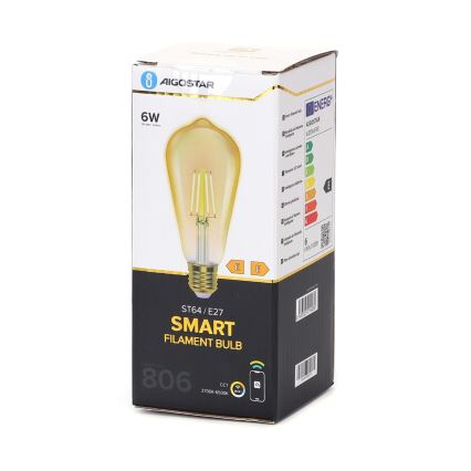 LED Aptumšojama spuldze FILAMENT ST64 E27/6W/230V 2700-6500K Wi-Fi - Aigostar