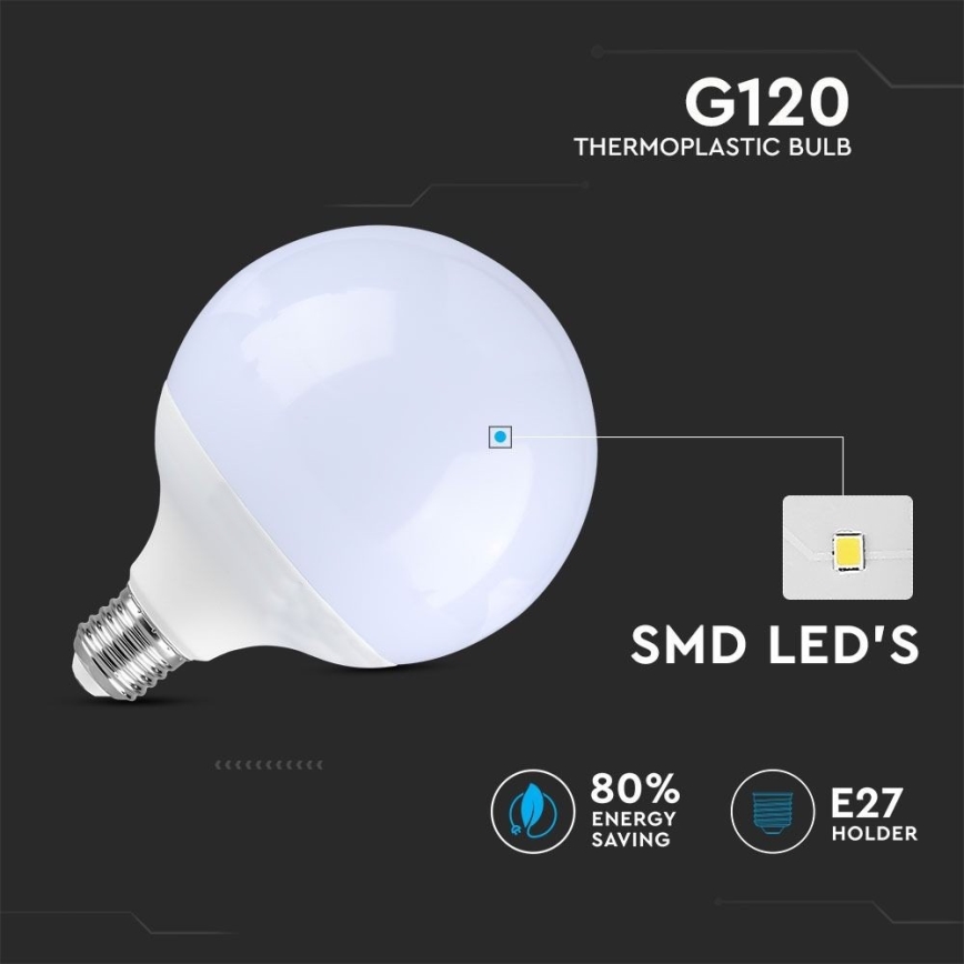 LED Aptumšojama spuldze G120 E27/13W/230V 6400K