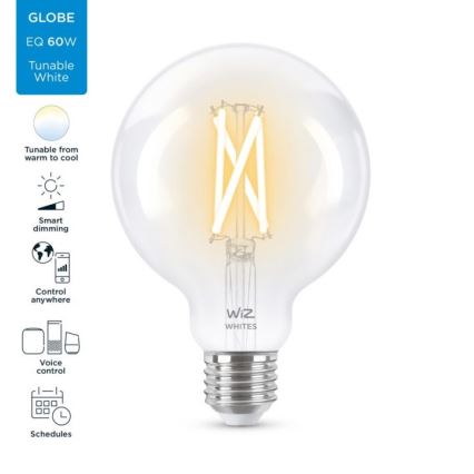 LED Aptumšojama spuldze FILAMENT G95 E27/6,7W/230V 2700-6500K CRI 90 Wi-Fi - WiZ