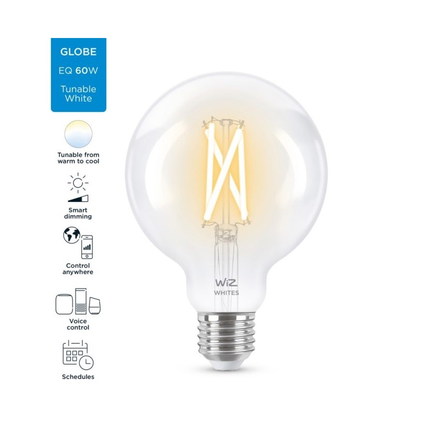 LED Aptumšojama spuldze FILAMENT G95 E27/6,7W/230V 2700-6500K CRI 90 Wi-Fi - WiZ