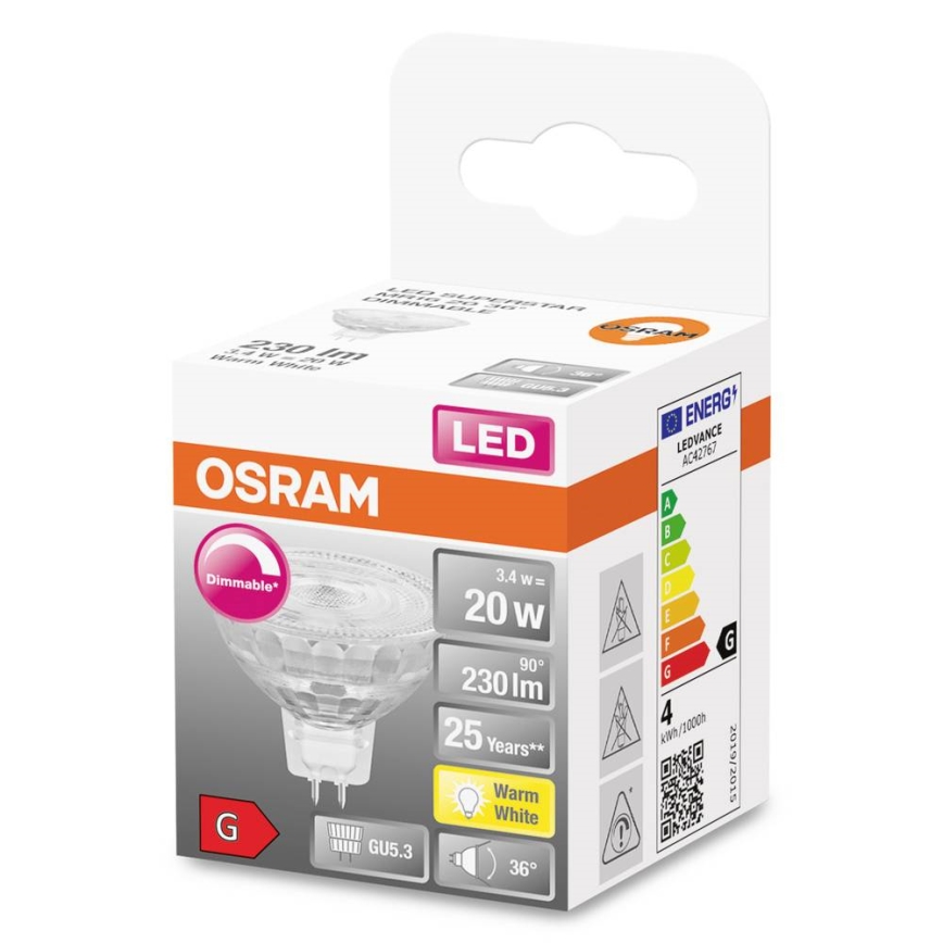 LED Aptumšojama spuldze GU5,3/3,4W/230V 2700K CRI 90 - Osram