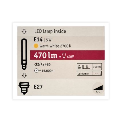 LED Aptumšojama spuldze MOSAIC G125 E27/5W/230V 2700K - Paulmann 28747