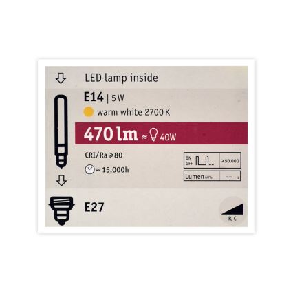 LED Aptumšojama spuldze MOSAIC G125 E27/5W/230V 2700K - Paulmann 28750