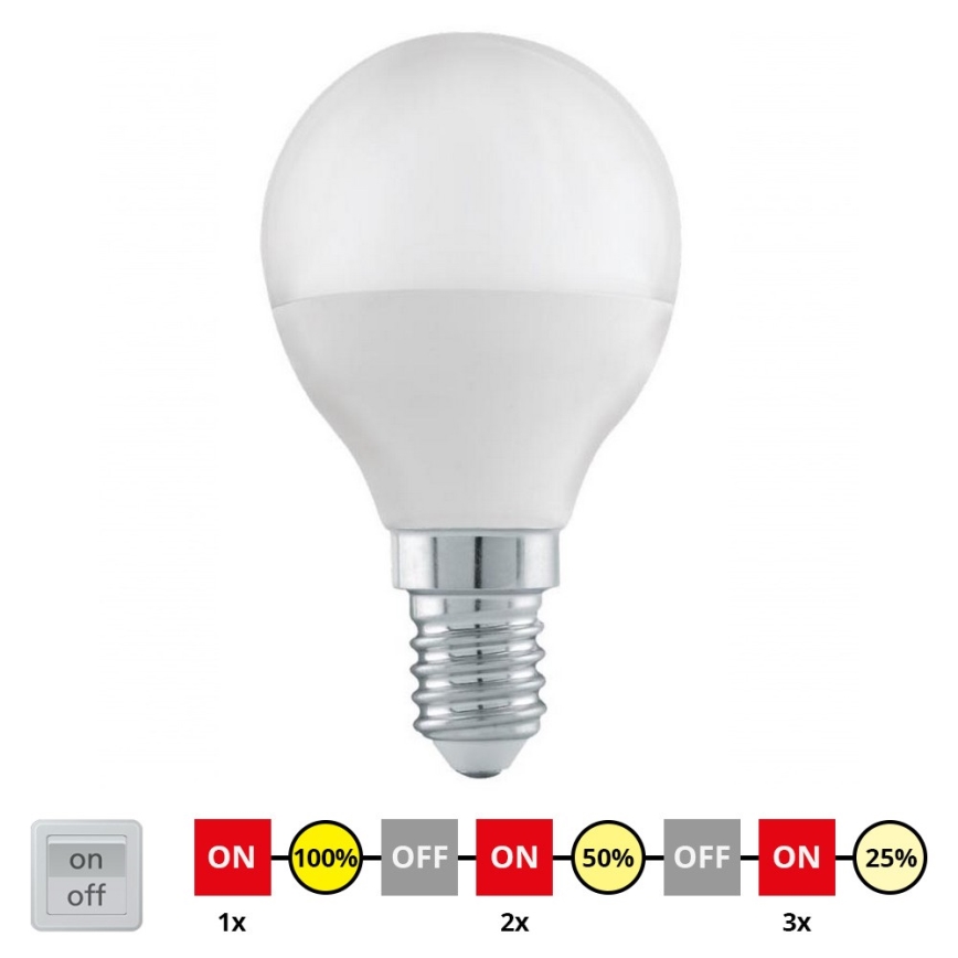 LED Aptumšojama spuldze P45 E14/6W/230V 3000K - STEPDIMMING - Eglo 54835