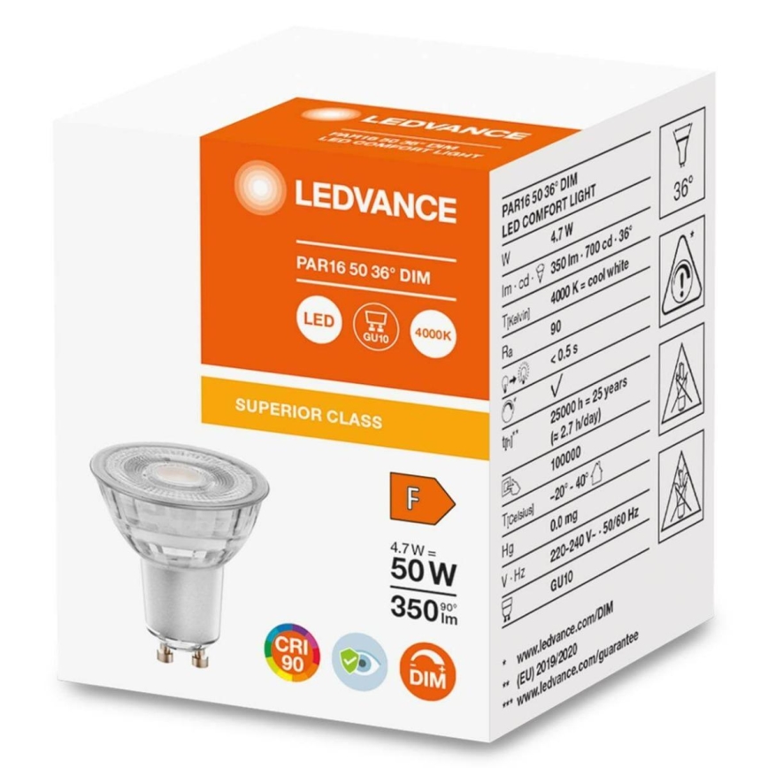 LED Aptumšojama spuldze PAR16 GU10/4,7W/230V 4000K 36° CRI 90 - Osram
