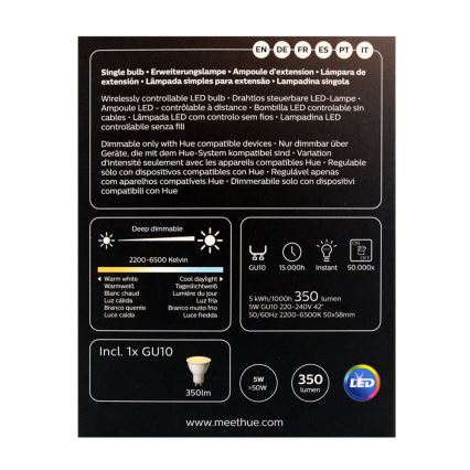 LED Aptumšojama spuldze Philips Hue WHITE AMBIANCE 1xGU10/4,3W/230V 2200-6500K