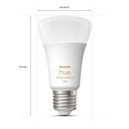 LED Aptumšojama spuldze Philips Hue WHITE AMBIANCE E27/8W/230V 2200-6500K