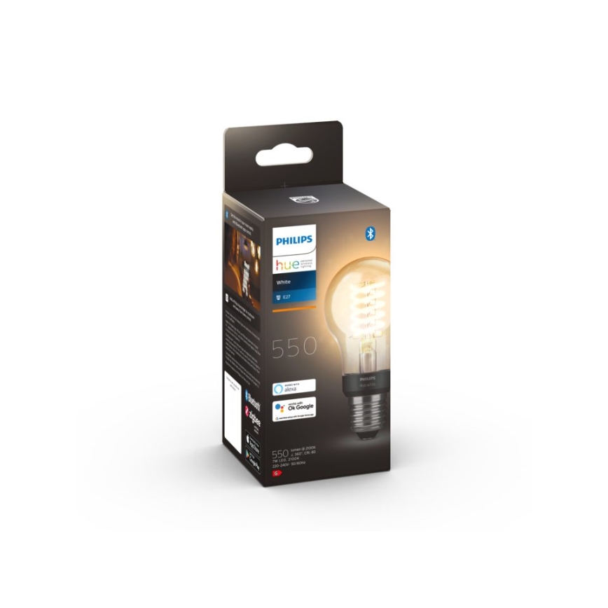 LED Aptumšojama spuldze Philips Hue WHITE FILAMENT A60 E27/7W/230V 2100K