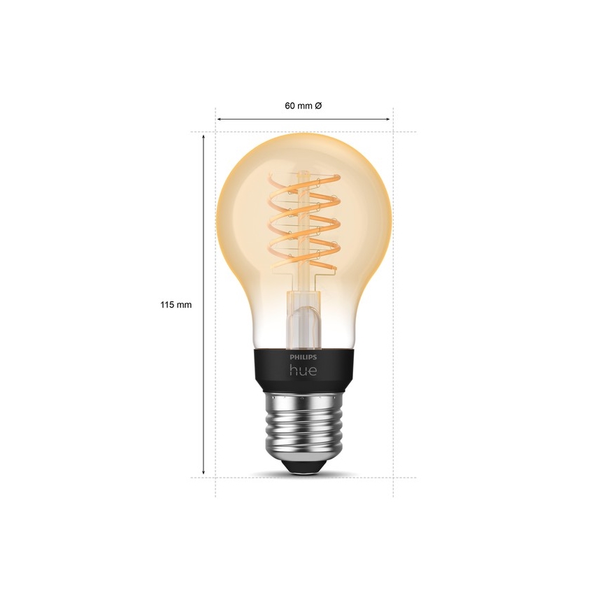 LED Aptumšojama spuldze Philips Hue WHITE FILAMENT A60 E27/7W/230V 2100K