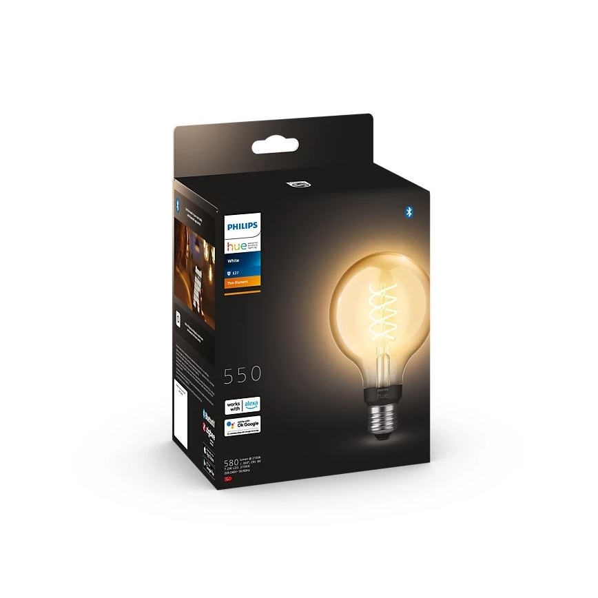 LED Aptumšojama spuldze Philips Hue WHITE FILAMENT G93 E27/7,2W/230V 2100K