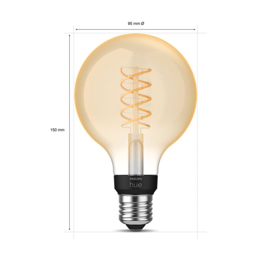 LED Aptumšojama spuldze Philips Hue WHITE FILAMENT G93 E27/7,2W/230V 2100K