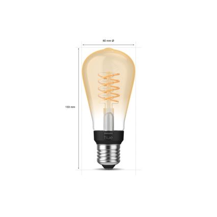 LED Aptumšojama spuldze Philips Hue WHITE FILAMENT ST64 E27/7W/230V 2100K