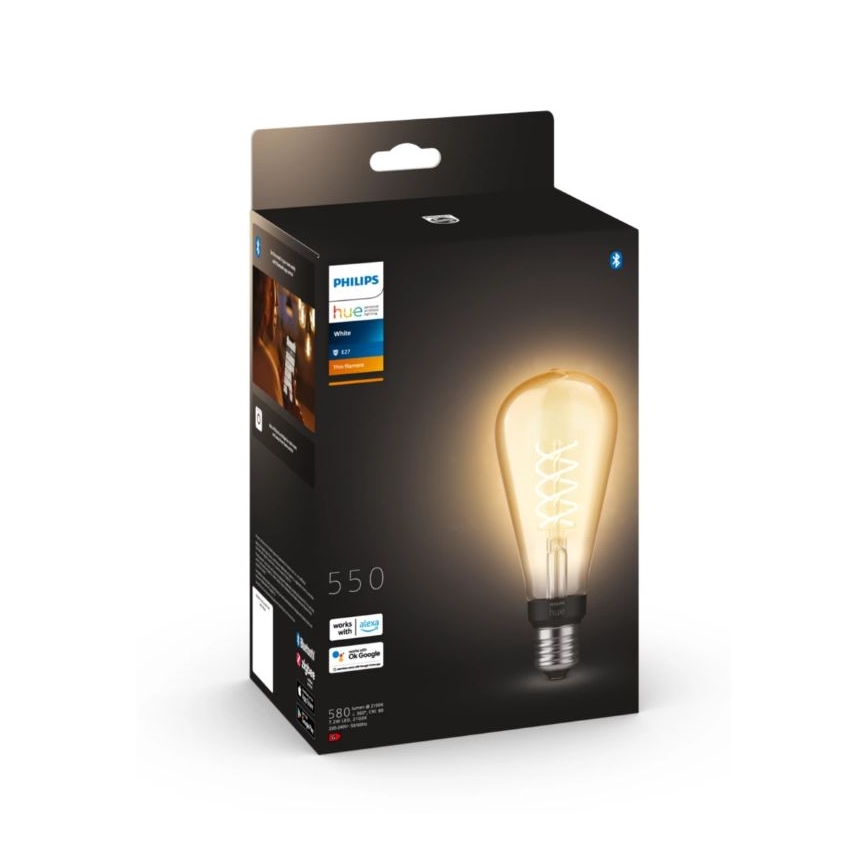 LED Aptumšojama spuldze Philips Hue WHITE FILAMENT ST72 E27/7W/230V 2100K