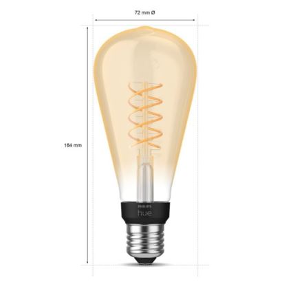 LED Aptumšojama spuldze Philips Hue WHITE FILAMENT ST72 E27/7W/230V 2100K