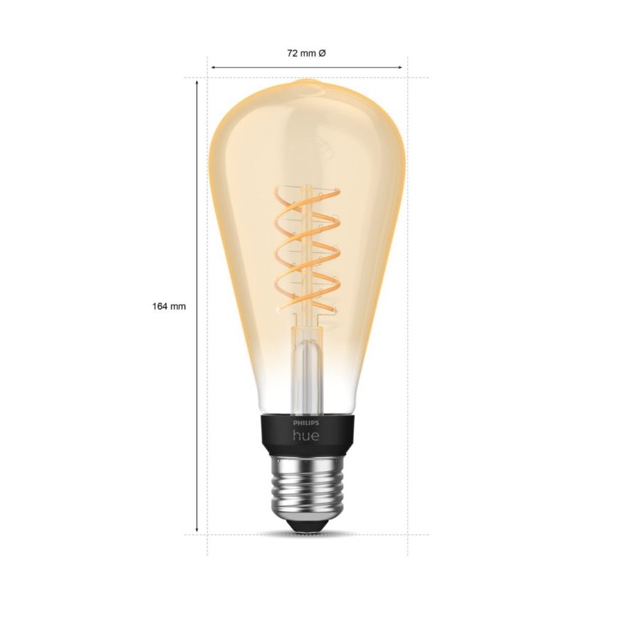 LED Aptumšojama spuldze Philips Hue WHITE FILAMENT ST72 E27/7W/230V 2100K