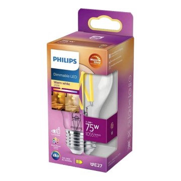 LED Aptumšojama spuldze Philips Warm Glow A60 E27/7,9W/230V 2200-2700K CRI 90