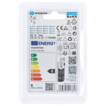 LED Aptumšojama spuldze R7s/8W/230V 2700K - Aigostar