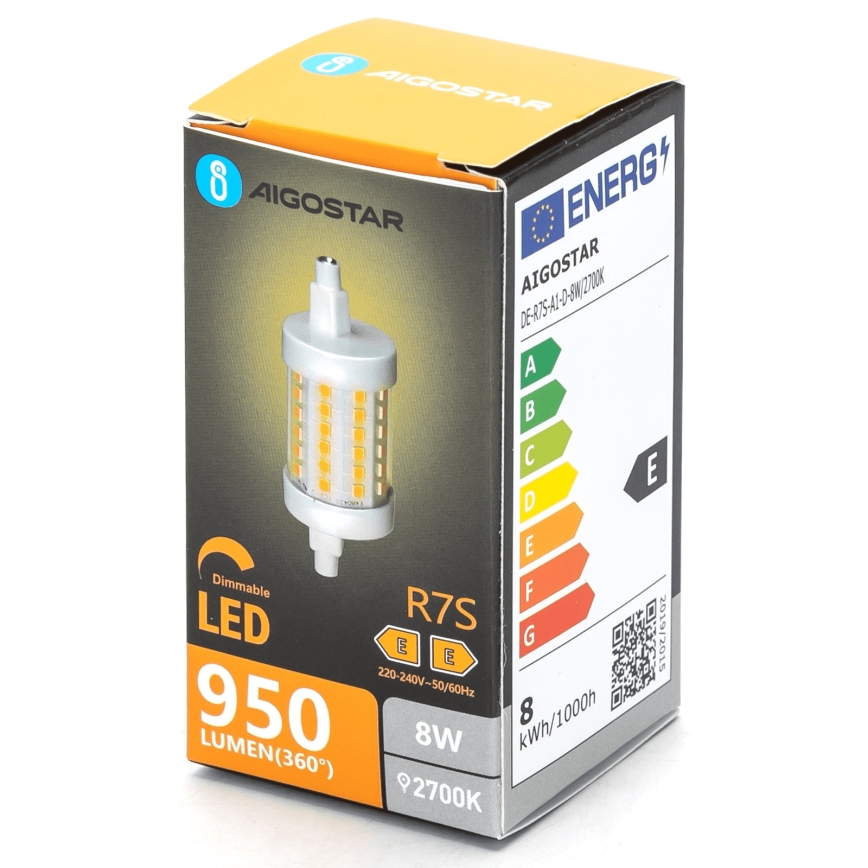 LED Aptumšojama spuldze R7s/8W/230V 2700K - Aigostar