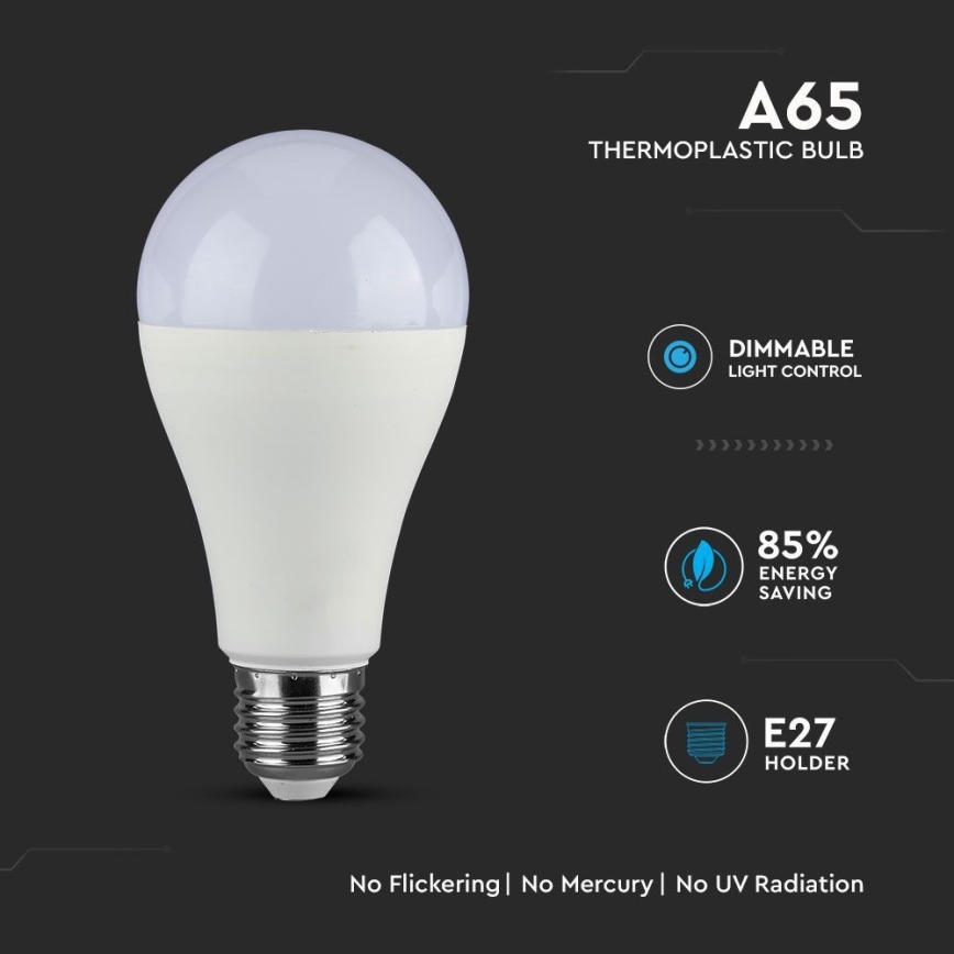 LED Aptumšojama spuldze SAMSUNG CHIP A65 E27/17W/230V 6400K