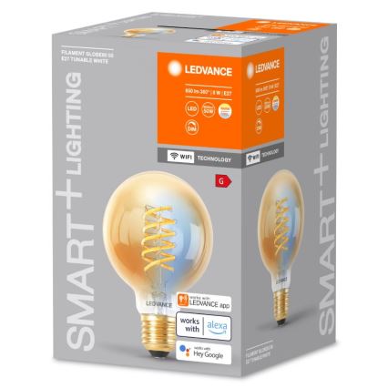 LED Aptumšojama spuldze SMART+ FILAMENT GLOBE G80 E27/8W/230V 2200-5000K Wi-Fi - Ledvance