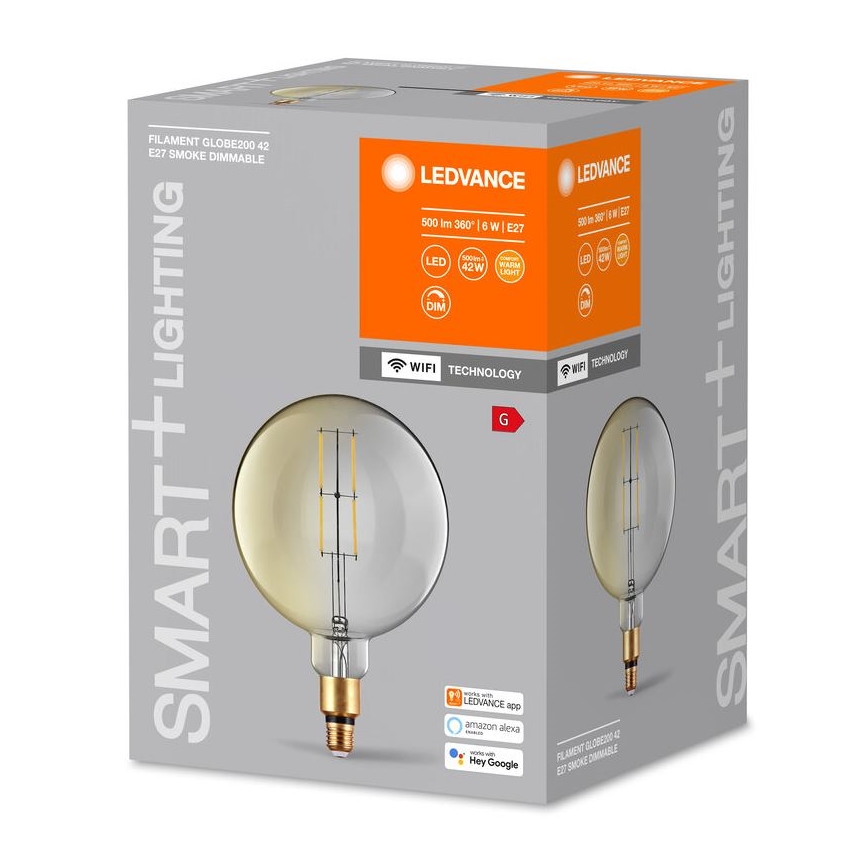 LED Aptumšojama spuldze SMART+ GLOBE G200 E27/6W/230V 2500K Wi-Fi - Ledvance