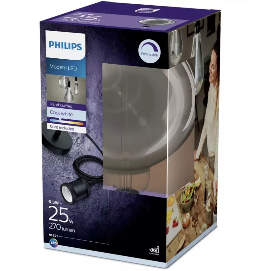 LED Aptumšojama spuldze SMOKY VINTAGE Philips E27/6,5W/230V 4000K