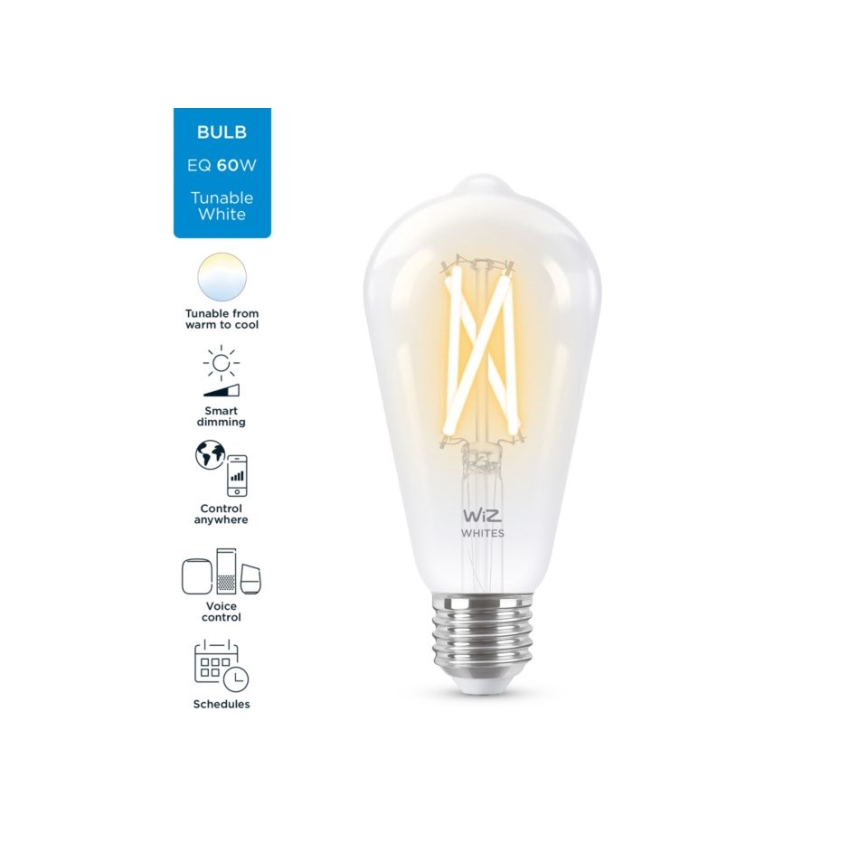LED Aptumšojama spuldze FILAMENT ST64 E27/6,7W/230V 2700-6500K CRI 90 Wi-Fi - WiZ