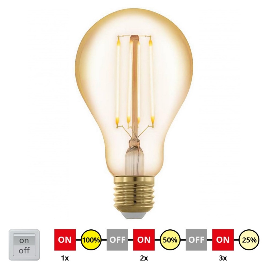 LED Aptumšojama spuldze VINTAGE A75 E27/4W/230V 2200K - STEPDIMMING - Eglo 12858